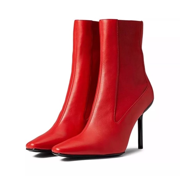 rag & bone Shoes - Rag & Bone Rio Leather Heeled Ankle Boots Orange Red Stiletto 37 Modest Stylish